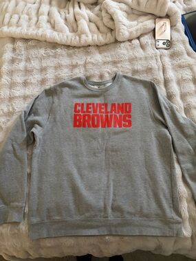 Fanatics Gray Crewneck with Red Cleveland Browns Logo